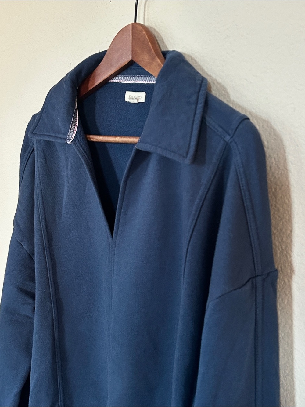 Pilcro Johnny Collar Pullover Sweatshirt Top, Navy Blue, Size Medium - Picture 9 of 11